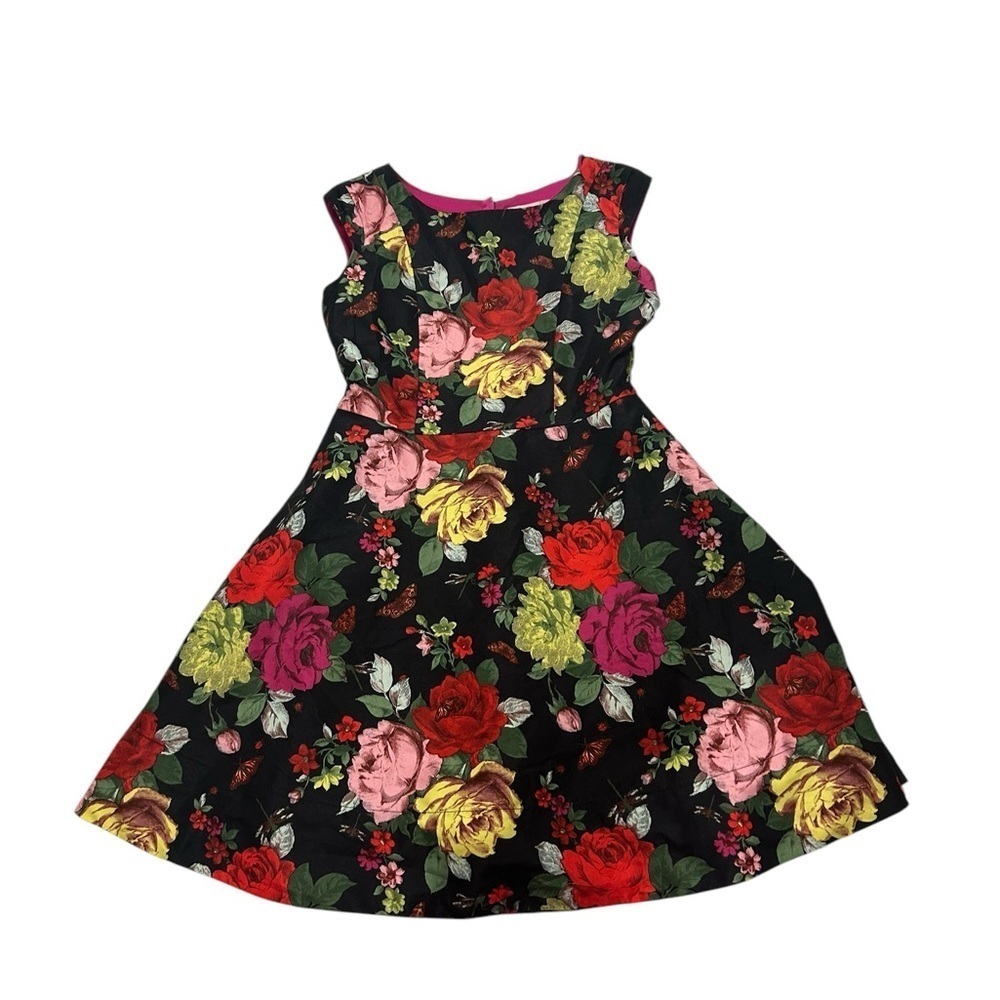 Baker By Ted Baker Dress Girls Sz 8 Black Multi Floral Party Flower Girl Church